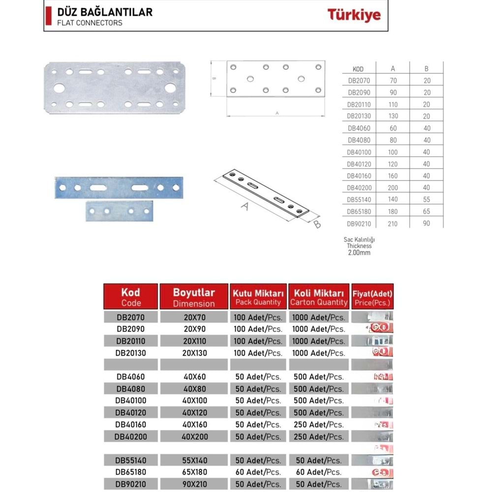 BEŞEL DÜZ BAĞLANTI 20*70 (P100)