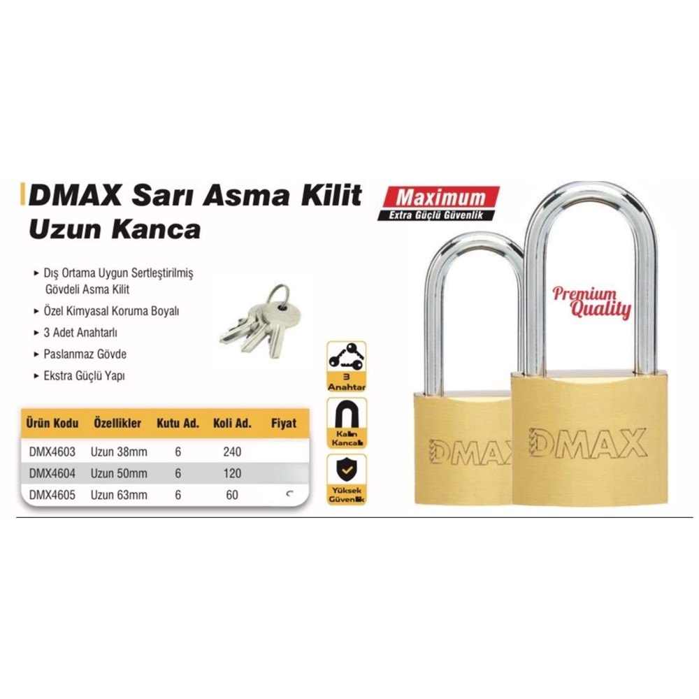DMAX ASMA KİLİT SARI EKO UZUN 50MM (P6)