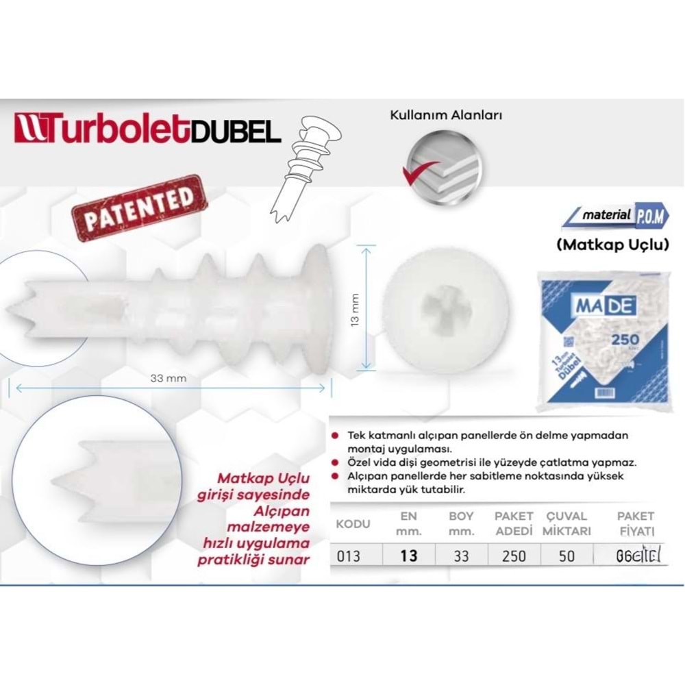 MADE TURBOLET DÜBEL 500AD