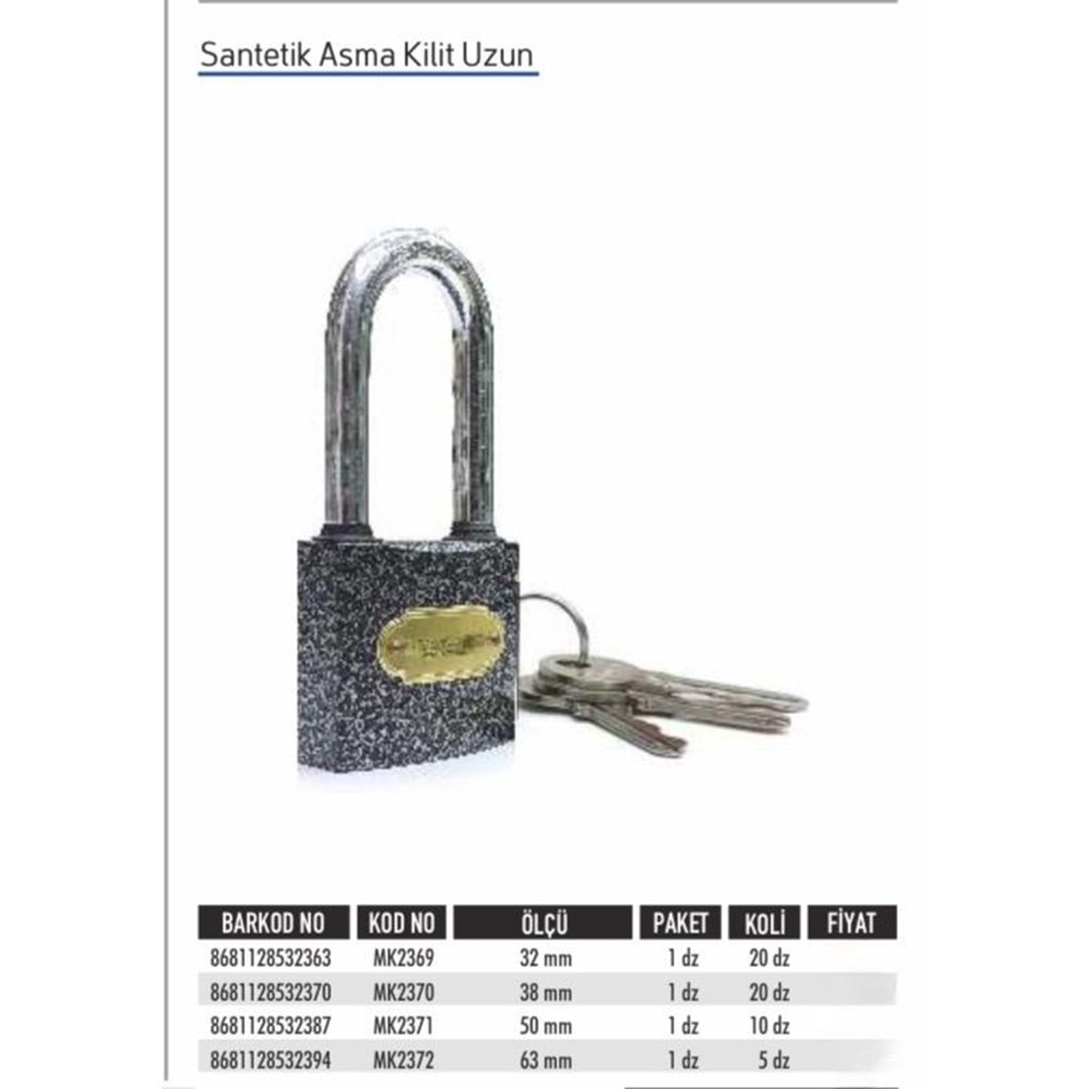 BAYEC ASMA KİLİT SENTETİK GRİ UZUN 38MM