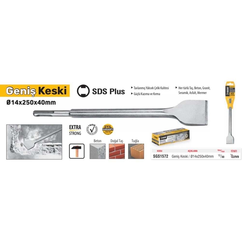 SGS SDS PLUS GENİŞ KESKİ 14*250*40MM