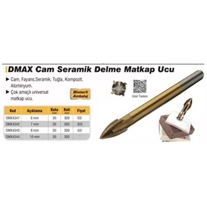 DMAX MATKAP UCU CAM SERAMİK DELME 8MM