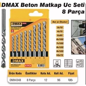 DMAX BETON MATKAP UÇ SETİ 8 PARÇA