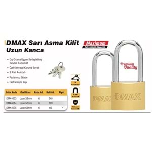 DMAX ASMA KİLİT SARI EKO UZUN 50MM (P6)