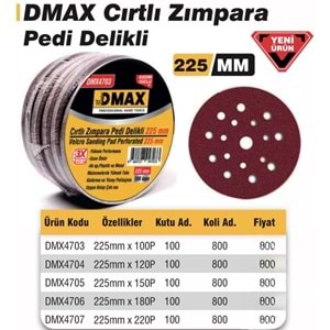 DMAX CIRTLI ZIMPARA DELİKLİ 225MM 100KUM