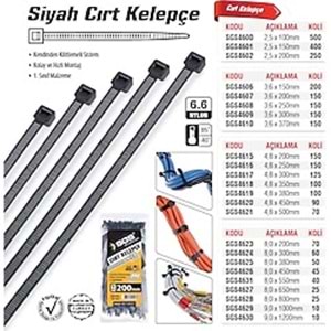 SGS KABLO BAĞI 3.6X200 -SİYAH-