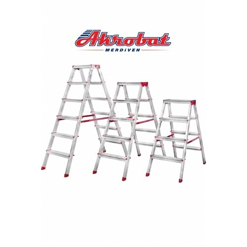 AKROBAT MERDİVEN ALÜMİNYUM ÇİFT ÇIKIŞ 3 BASAMAK