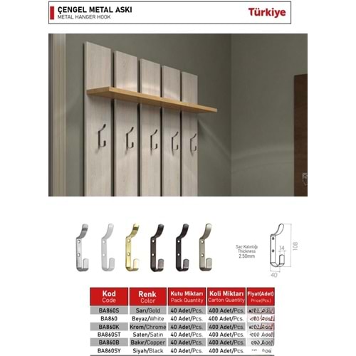 BEŞEL ÇENGEL METAL ASKI BAKIR