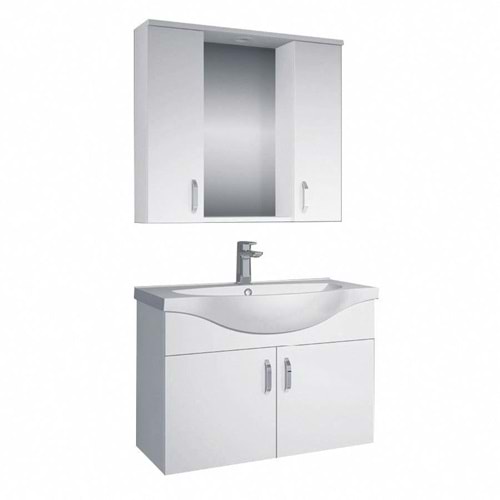 ÇELİK AYNA BANYO DOLABI LAMİNANT 65CM + LAVABO