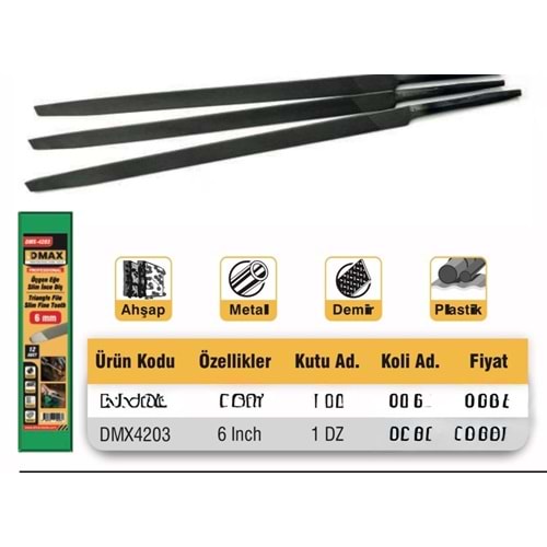 DMAX EĞE ÜÇGEN SLİM İNCE DİŞ 6MM