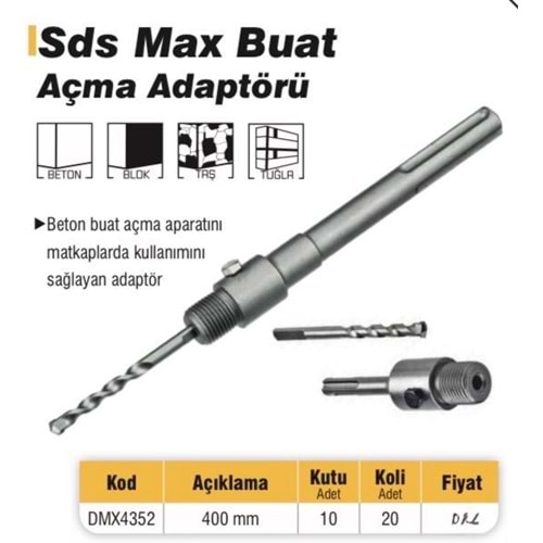 DMAX SDS MAX BUAT AÇMA ADAPTÖRÜ 400MM