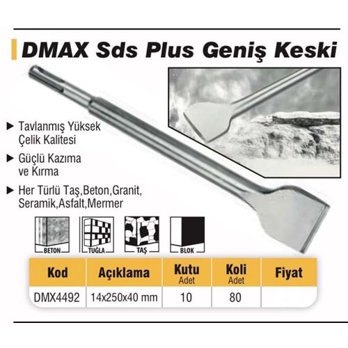 DMAX SDS PLUS GENİŞ KESKİ 14X250X40MM