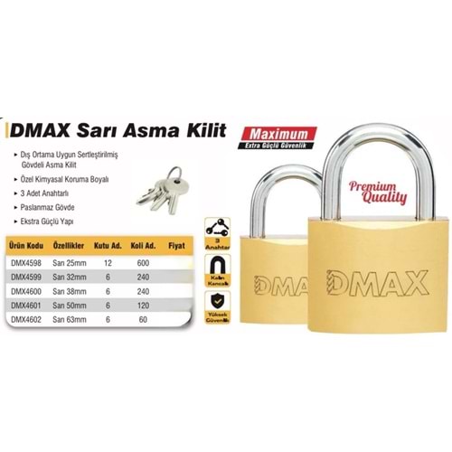 DMAX ASMA KİLİT SARI EKO NO 50MM (P6)