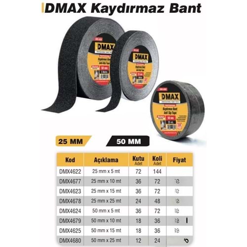 DMAX BANT KAYDIRMAZ 50MM*25MT SİYAH