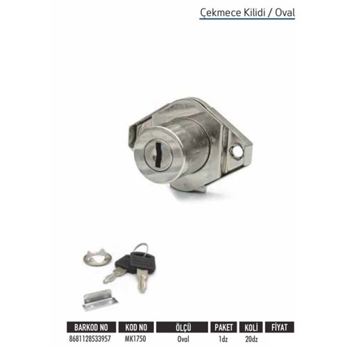 BAYTEC ÇEKMECE KİLİDİ OVAL