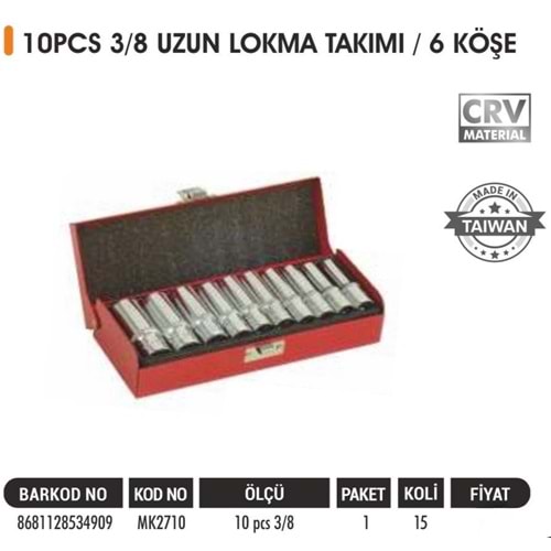 BAYTEC UZUN LOKMA TAKIMI 3/8 10PARÇA