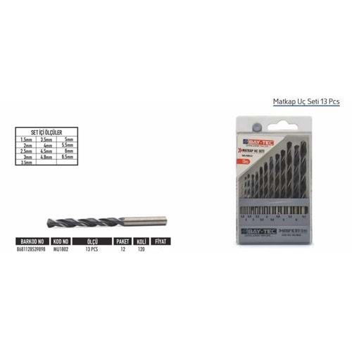 BAYTEC MATKAP UÇ SETİ 13PCS