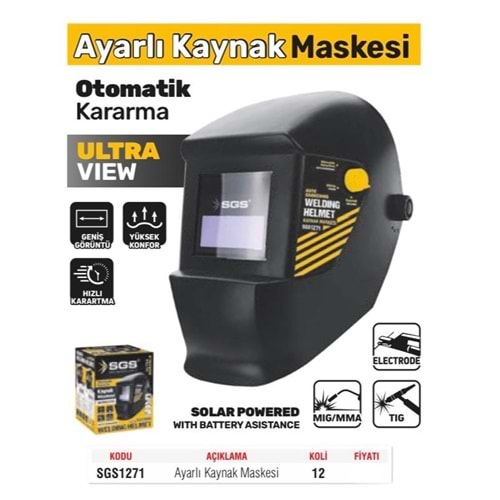 SGS COLORMATİK AYARLI KAYNAK MASKESİ