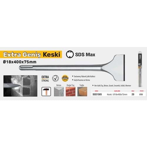 SGS SDS MAX EXTRA GENİŞ KESKİ 18X400X75MM