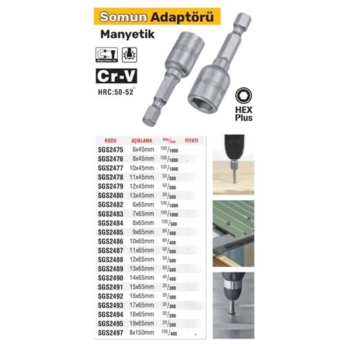 SGS MANYETİK SOMUN ADAPTÖRÜ 10*45