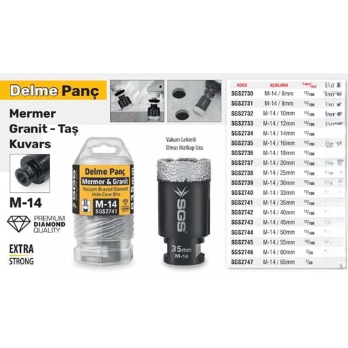 SGS DELME PANÇ MERMER-GRANİT-TAŞ 50MM