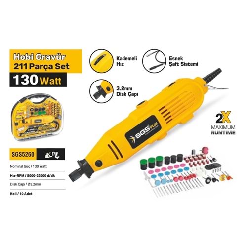 SGS- HOBİ GRAVÜR SET 211PARÇA 130WATT