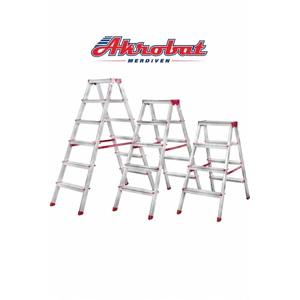AKROBAT MERDİVEN ALÜMİNYUM ÇİFT ÇIKIŞ 5 BASAMAK