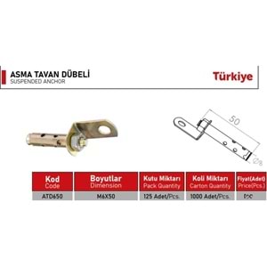 BEŞEL ASMA TAVAN DÜBELİ 6X50
