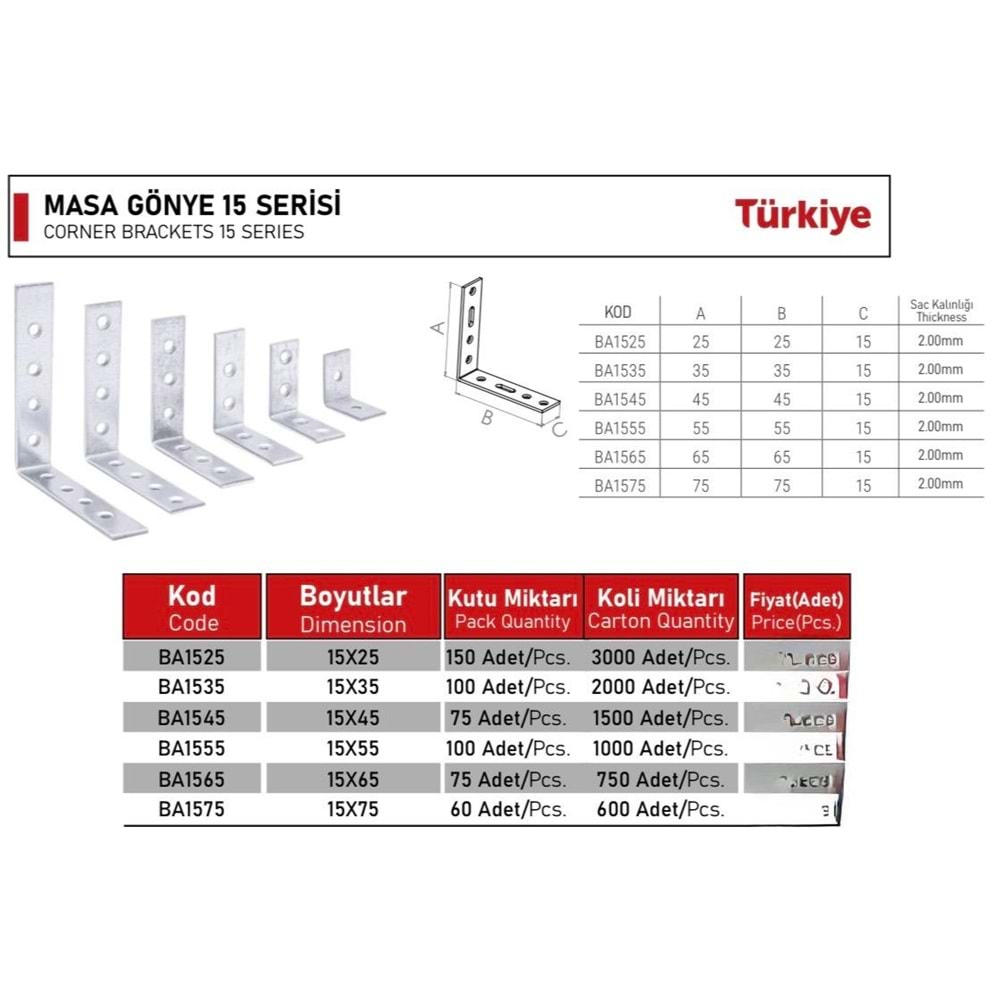 BEŞEL MASA GÖNYE 15*75 (P60)