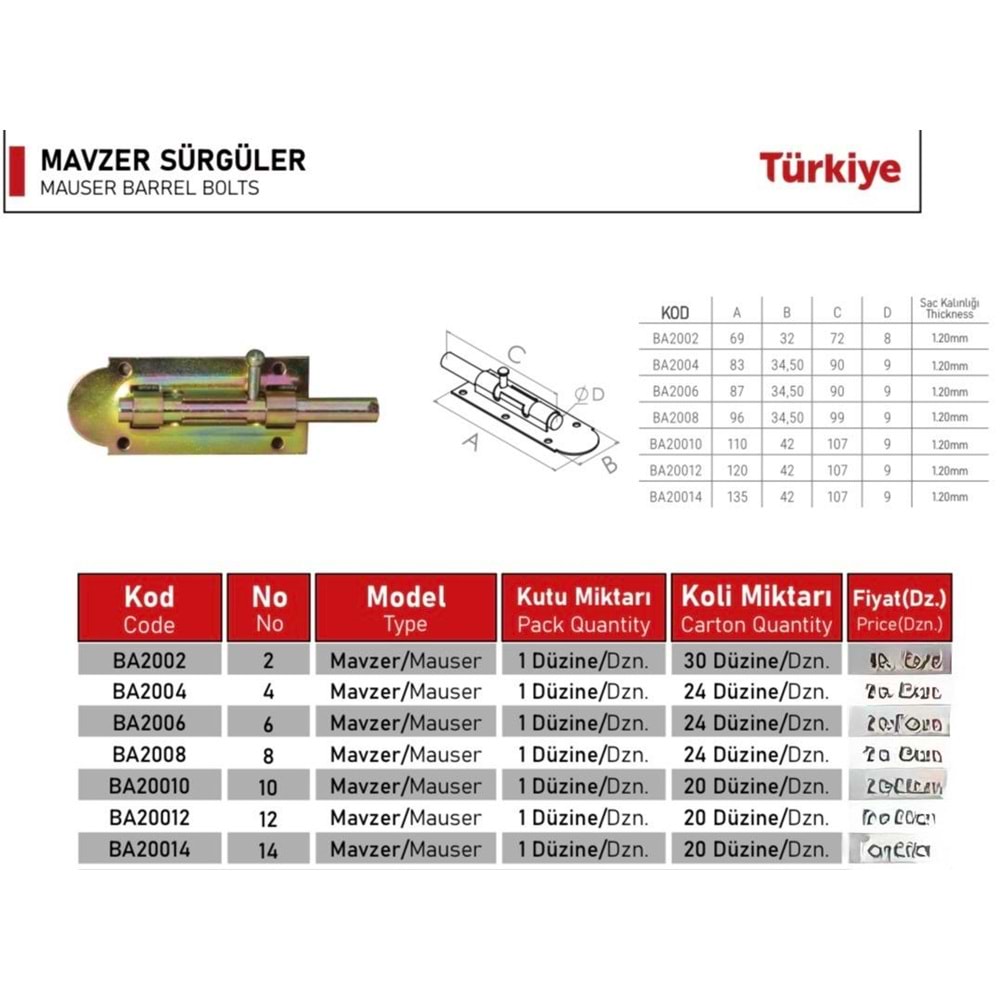 BEŞEL MAVZER SÜRGÜ 10 (P12)