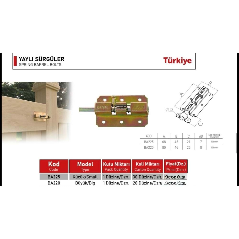 BEŞEL YAYLI SÜRGÜ KÜÇÜK (P12)
