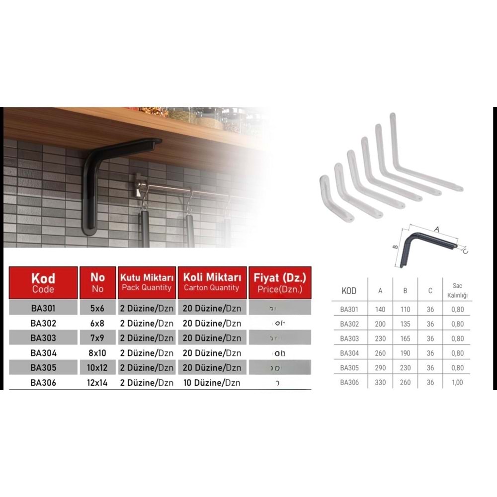 BEŞEL RAF ALTI BEYAZ 12X14 (P24)