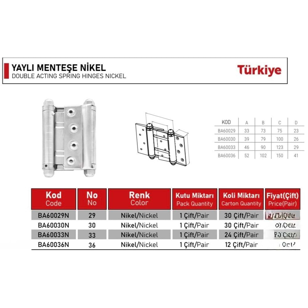 MENTEŞE KOVBOY YAYLI NİKEL NO 30 ADET (P2)
