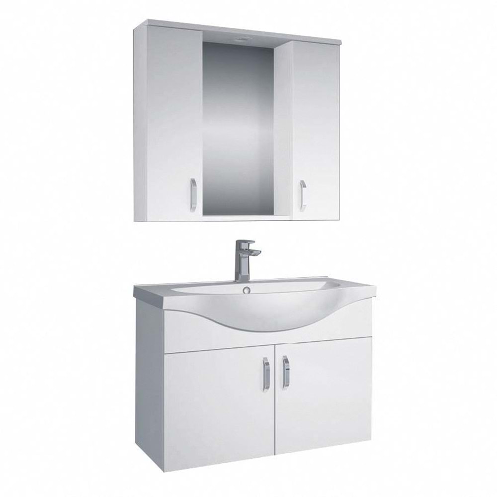 ÇELİK AYNA BANYO DOLABI LAMİNANT 65CM + LAVABO