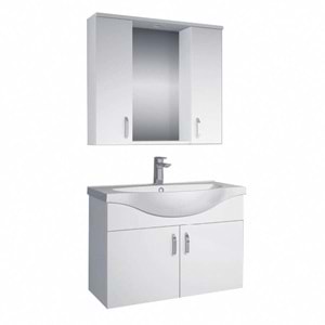 ÇELİK AYNA BANYO DOLABI LAMİNANT 65CM + LAVABO