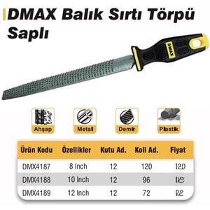 DMAX TÖRPÜ 12 İNCH BALIK SIRTI SAPLI