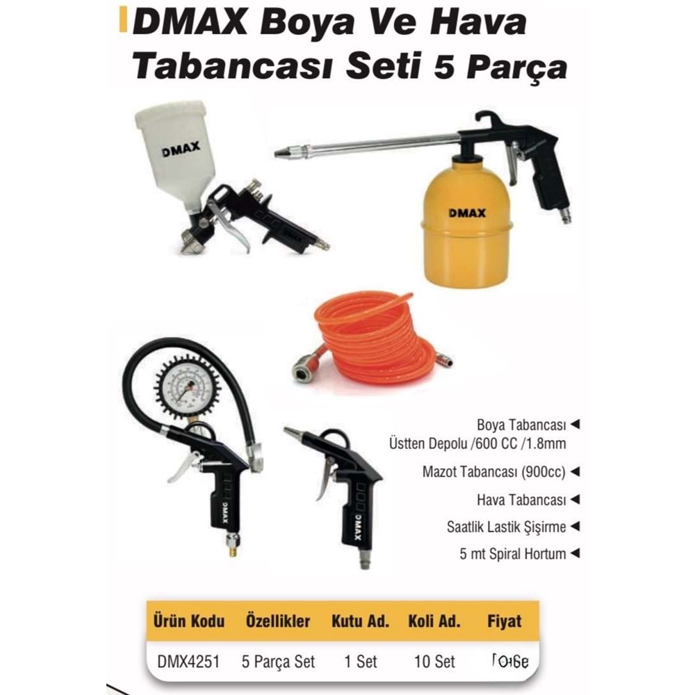DMAX TABANCA BOYA VE HAVA 5Lİ SET