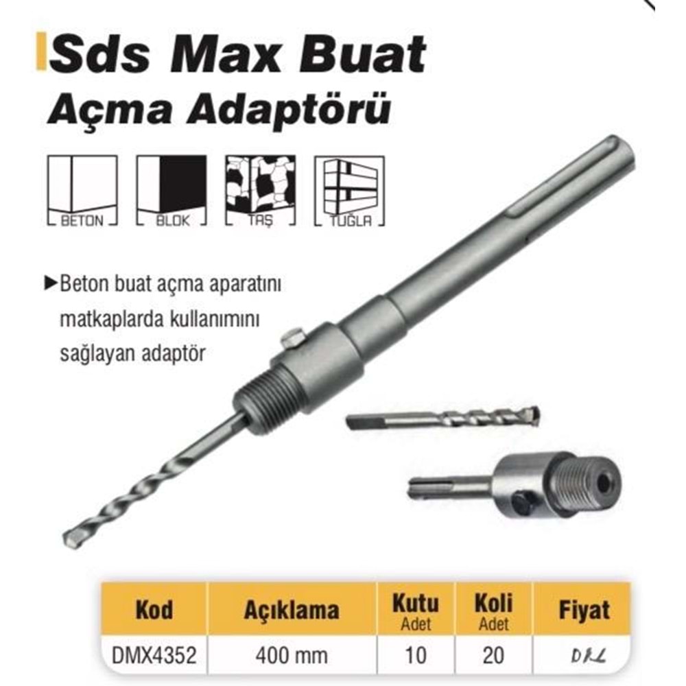 DMAX SDS MAX BUAT AÇMA ADAPTÖRÜ 400MM