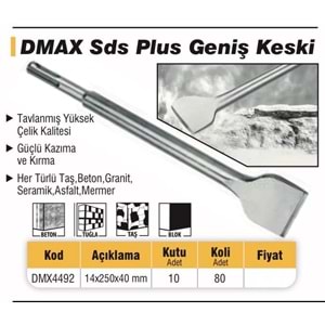 DMAX SDS PLUS GENİŞ KESKİ 14X250X40MM