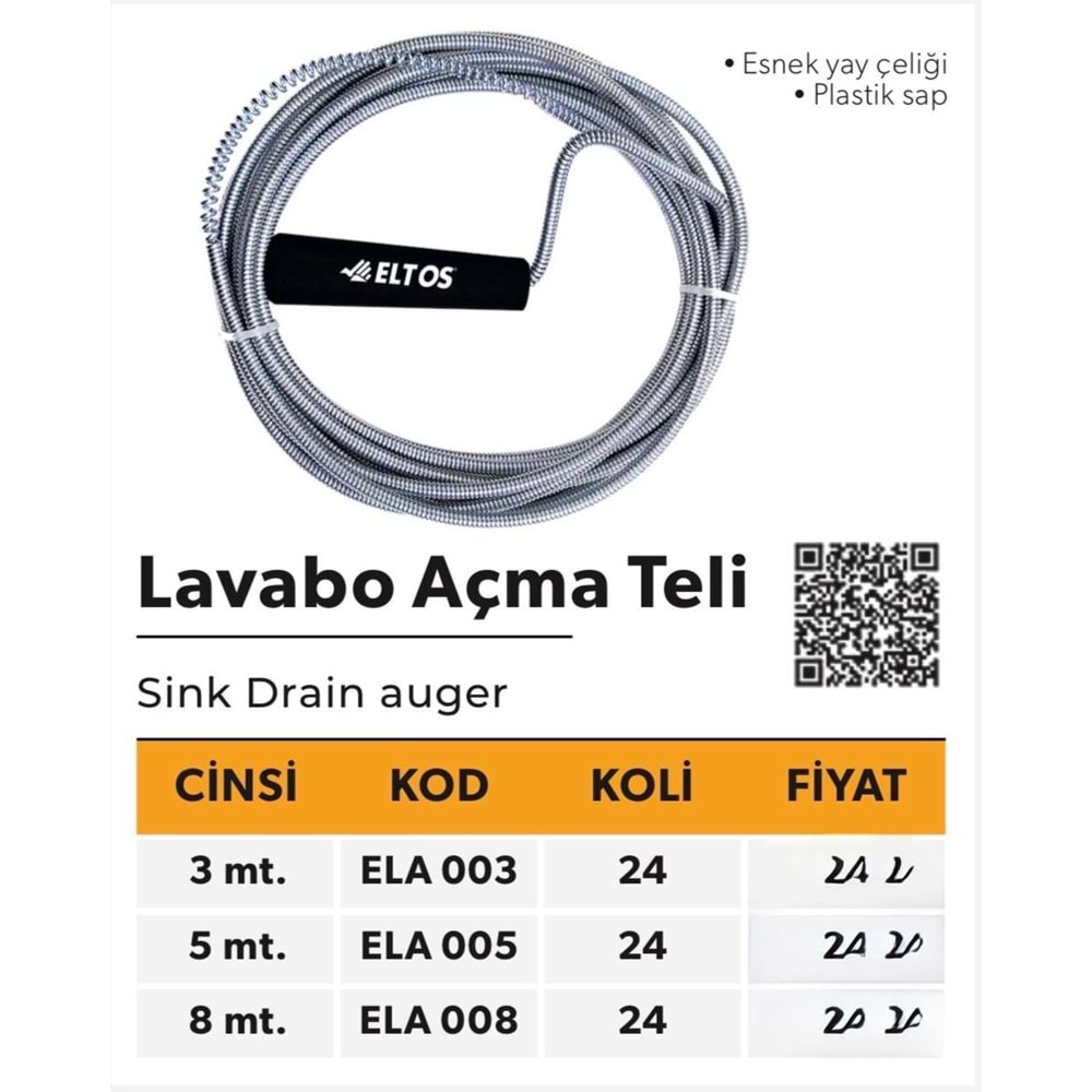 ELTOS LAVABO AÇMA TELİ 5M