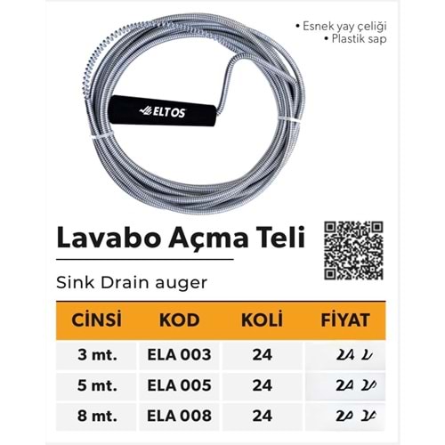 ELTOS LAVABO AÇMA TELİ 5M