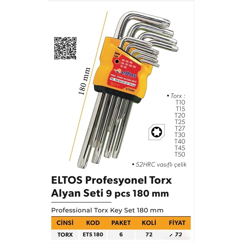 ELTOS PRO TORX ALYAN SET 180MM 9PCS