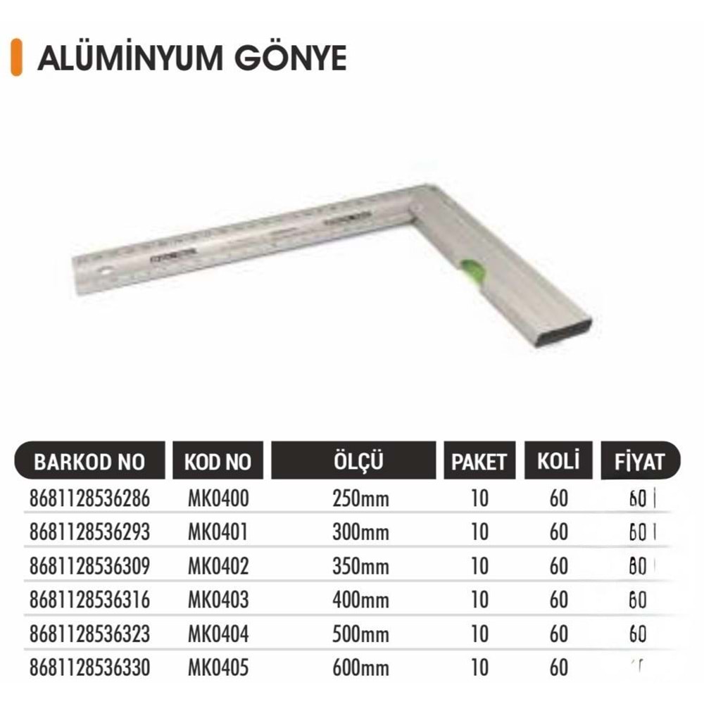 BAYTEC GÖNYE ALÜMİNYUM 250MM MK0400