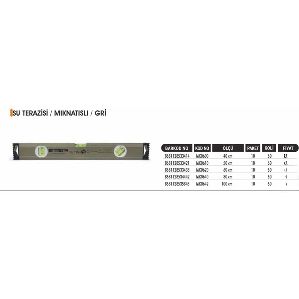 BAYTEC SU TERAZİSİ MIKNATISLI 60CM