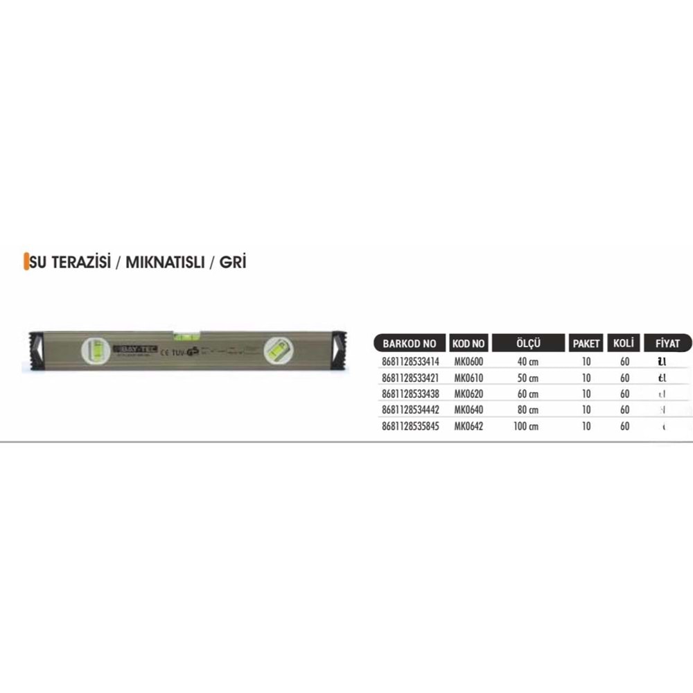 BAYTEC SU TERAZİSİ MIKNATISLI 80CM
