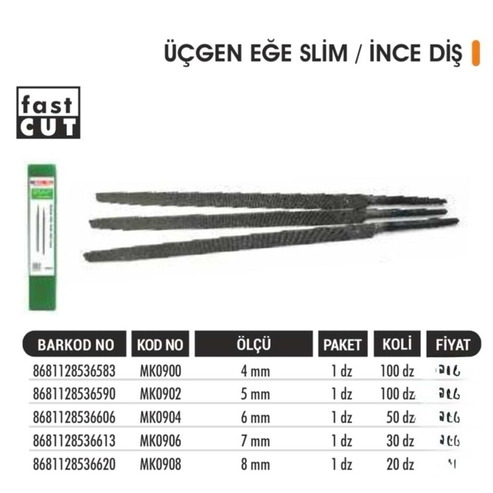 BAYTEC EĞE ÜÇGEN SLİM İNCE DİŞ 6MM MK0904