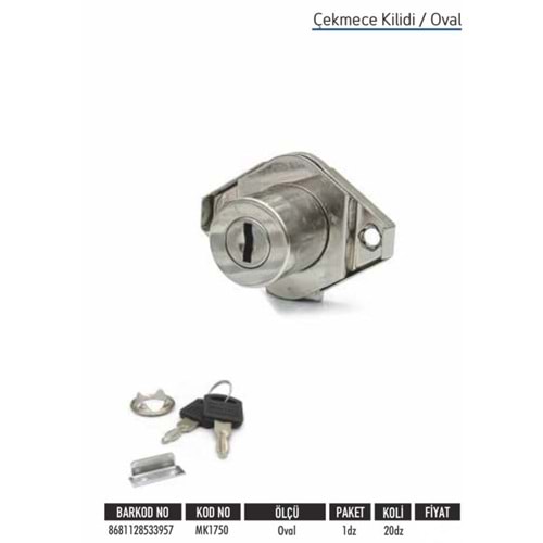 BAYTEC ÇEKMECE KİLİDİ OVAL