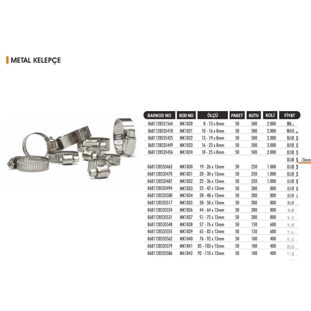 BAYTEC HORTUM KELEPCESI 18-25x8MMADET MK1824