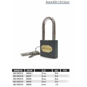 BAYTEC ASMA KİLİT GRİ UZUN 63MM