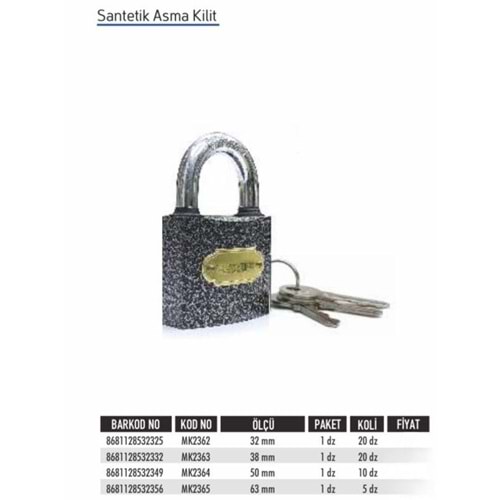 BAYEC ASMA KİLİT SENTETİK GRİ 32MM
